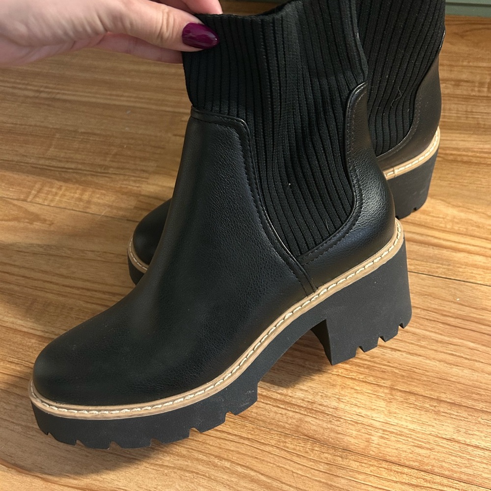Dolce Vita Black Chunky Heel Boots